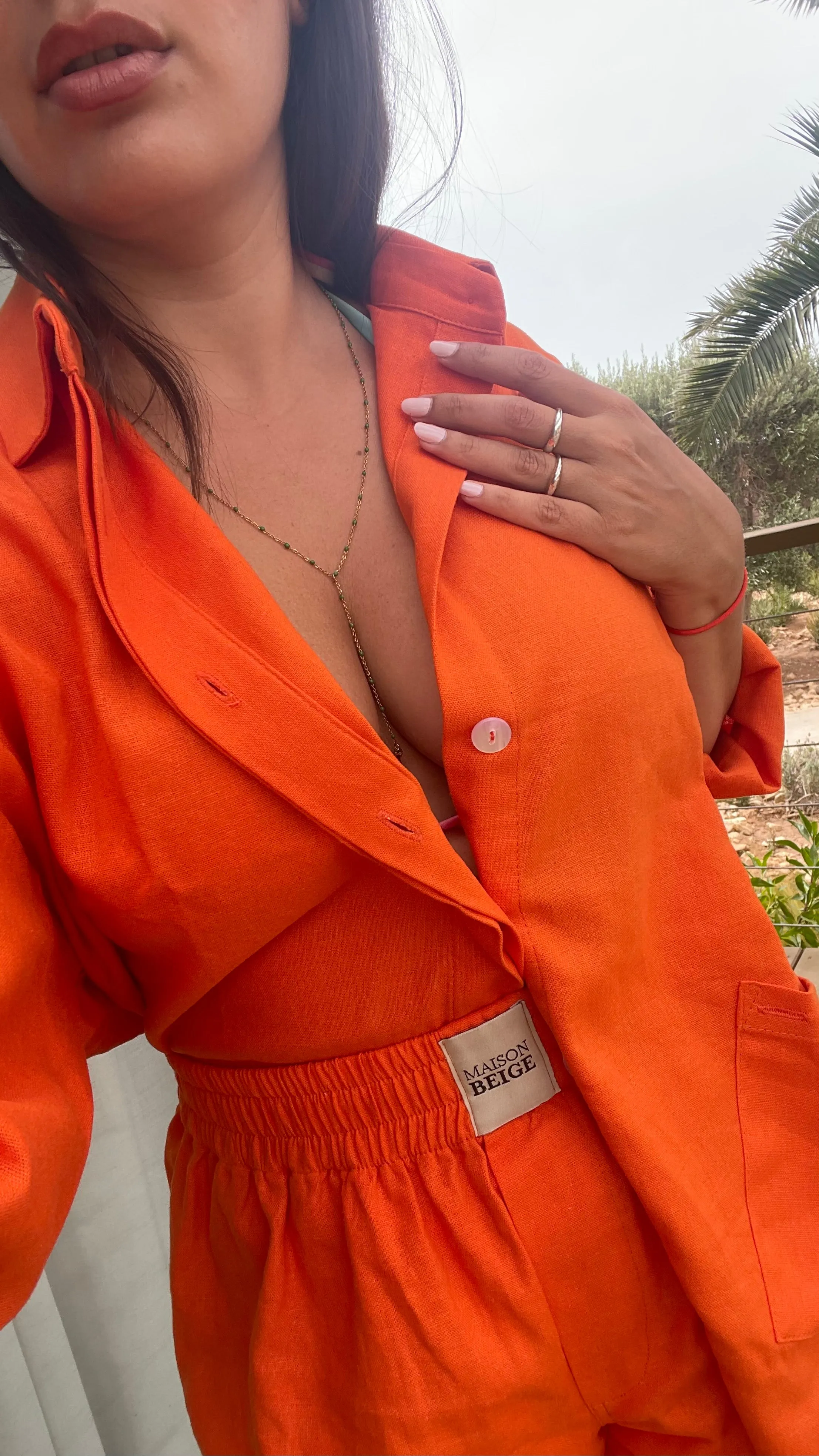 Set short en lin orange