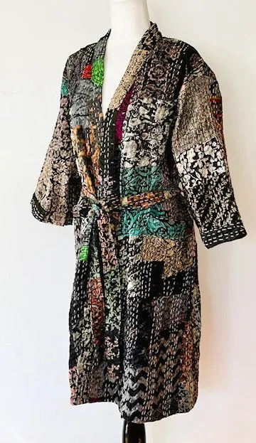 Short Designer Patchwork Kimono Duster. Artisan.