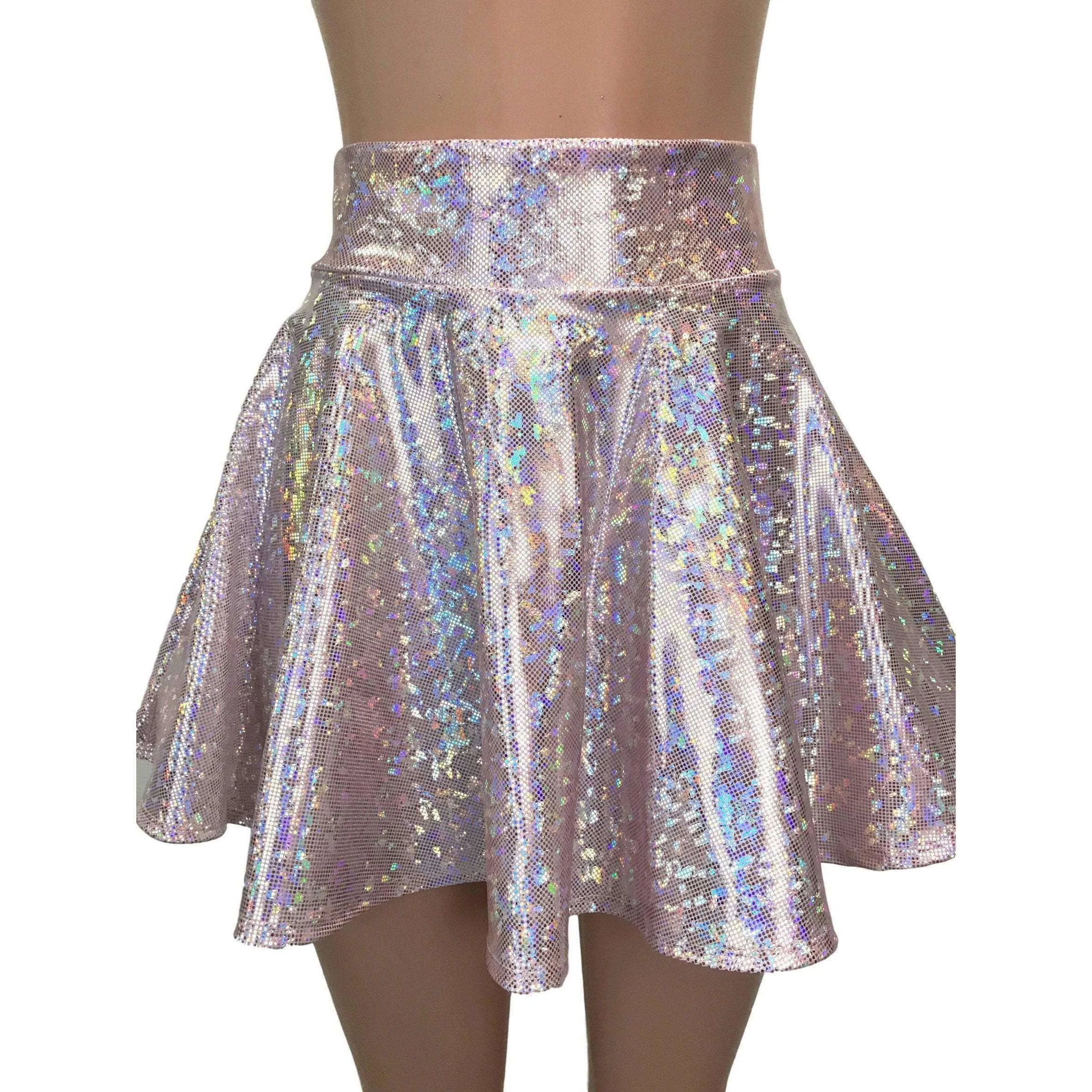 Skater Skirt - Light Pink Shattered Glass Holographic