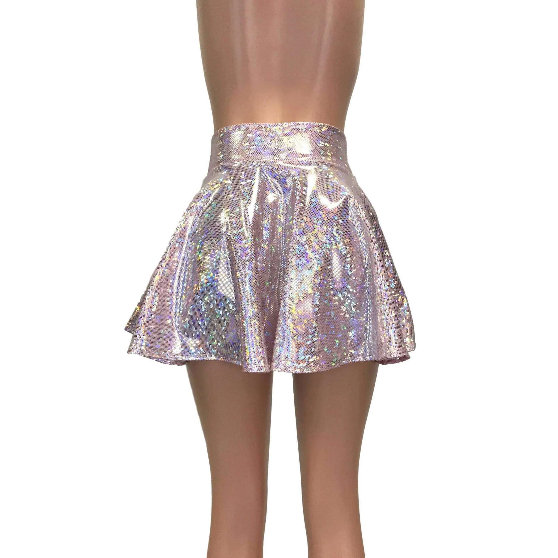 Skater Skirt - Light Pink Shattered Glass Holographic