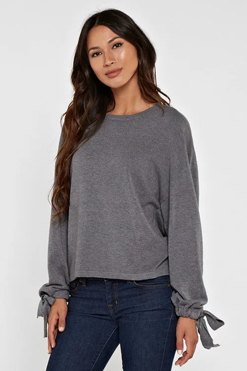 Solid Cropped Long Sleeve Pullover Sweater