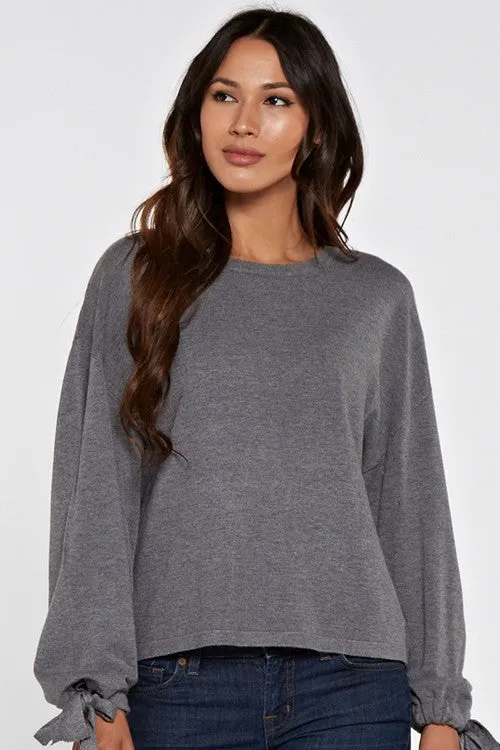 Solid Cropped Long Sleeve Pullover Sweater
