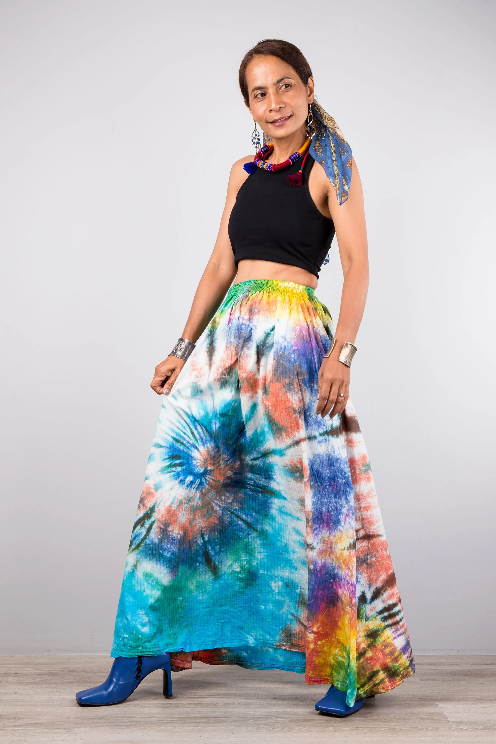 Spiral Tie dye maxi skirt