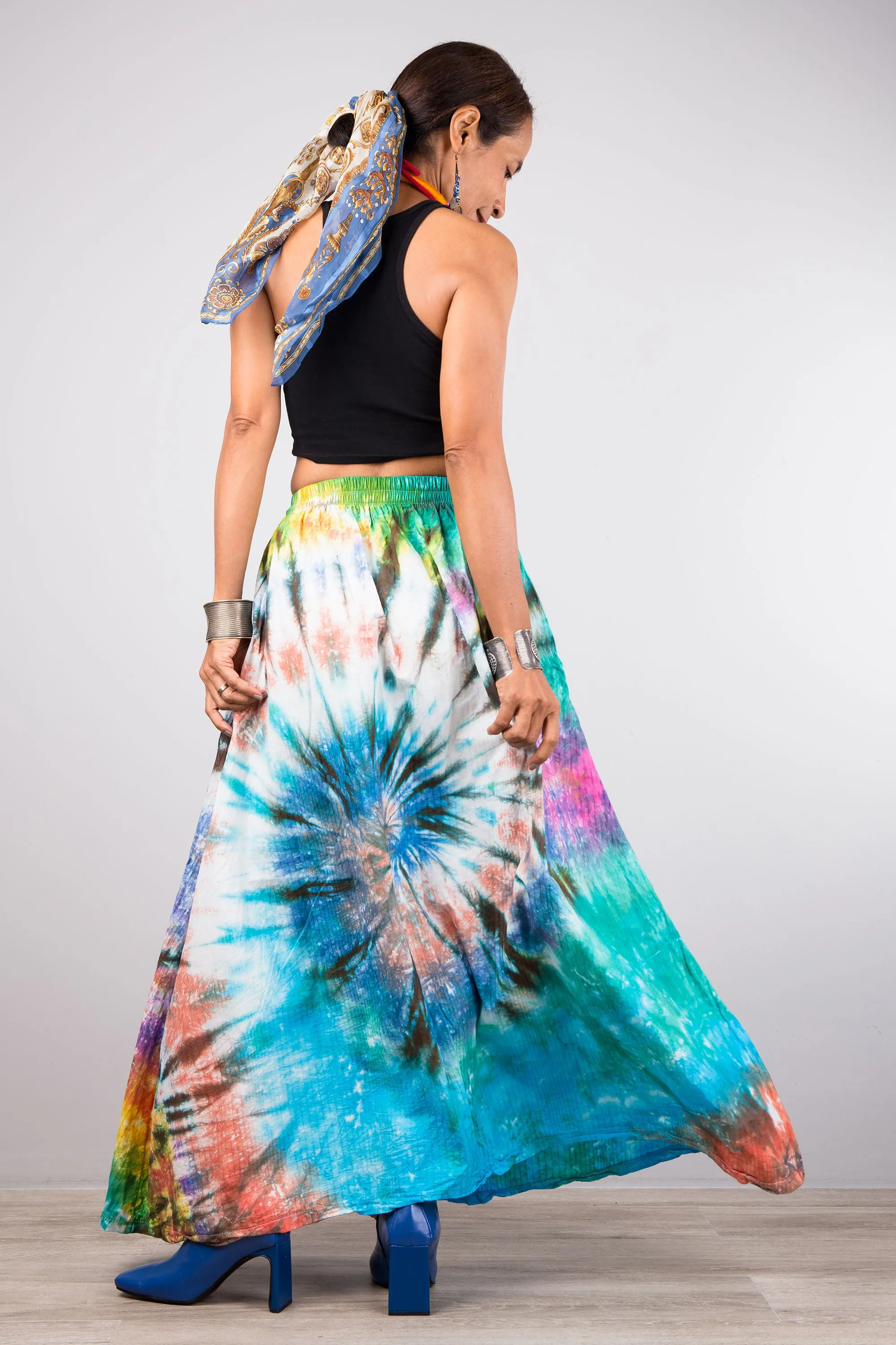 Spiral Tie dye maxi skirt