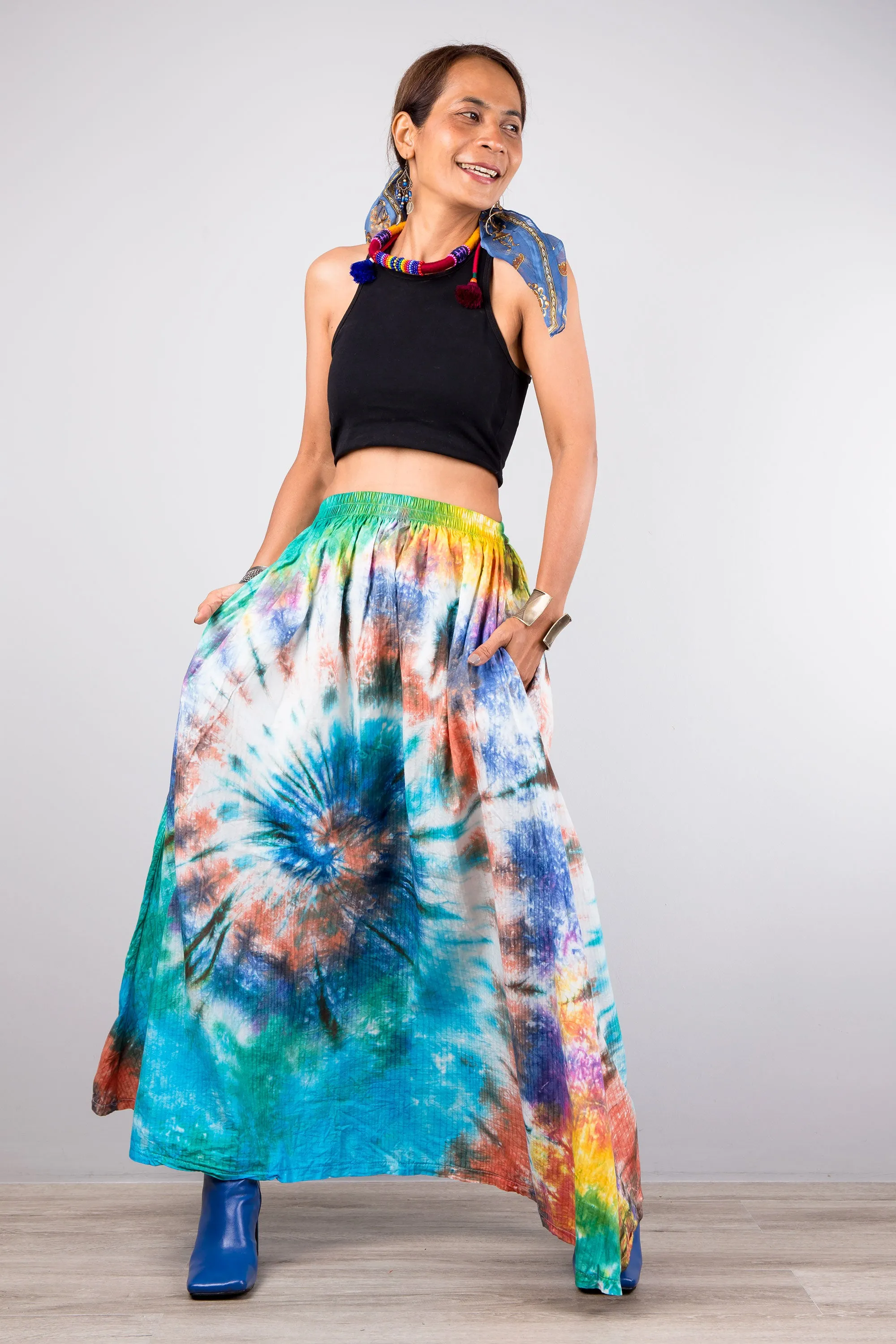 Spiral Tie dye maxi skirt