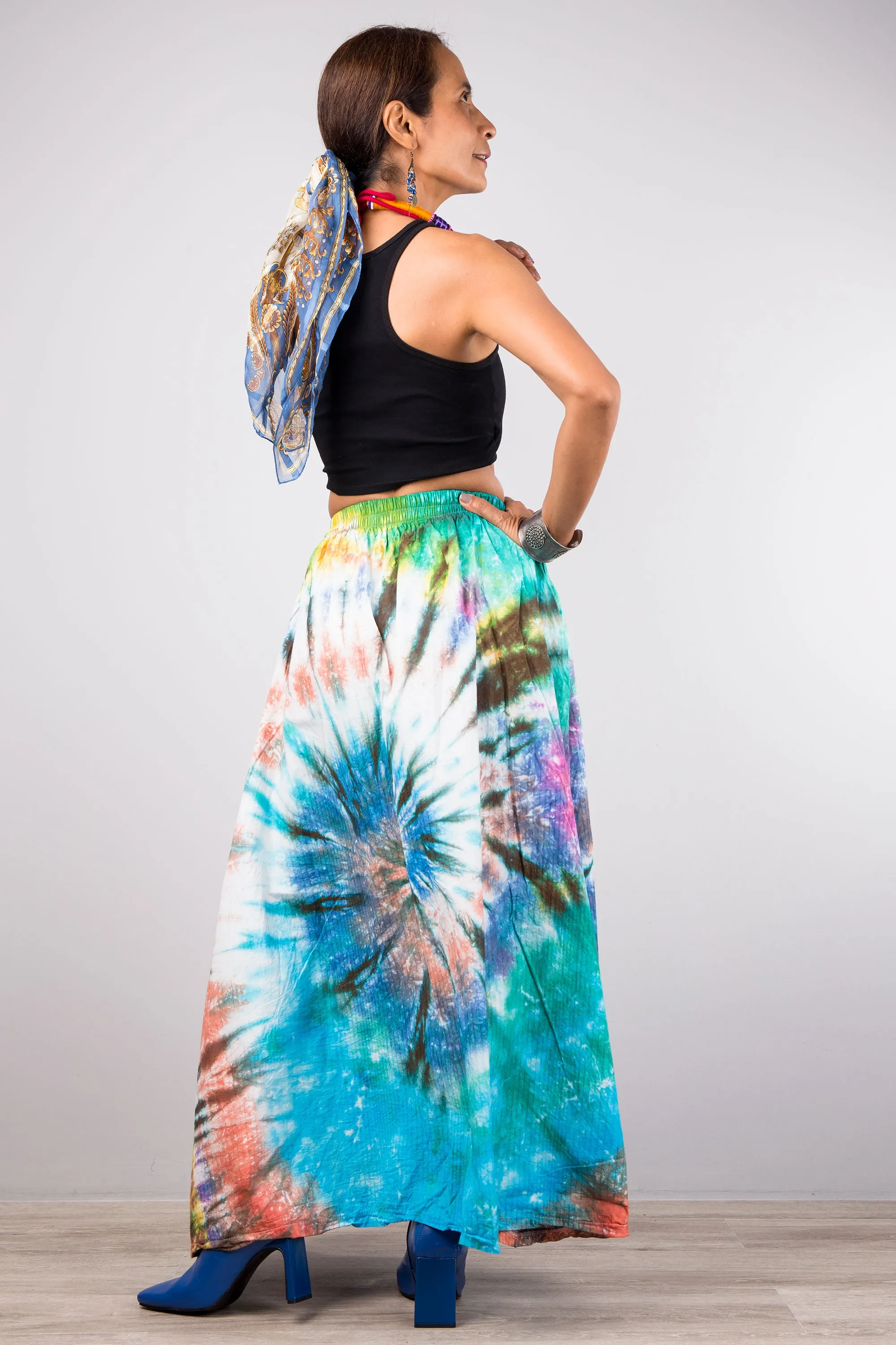 Spiral Tie dye maxi skirt