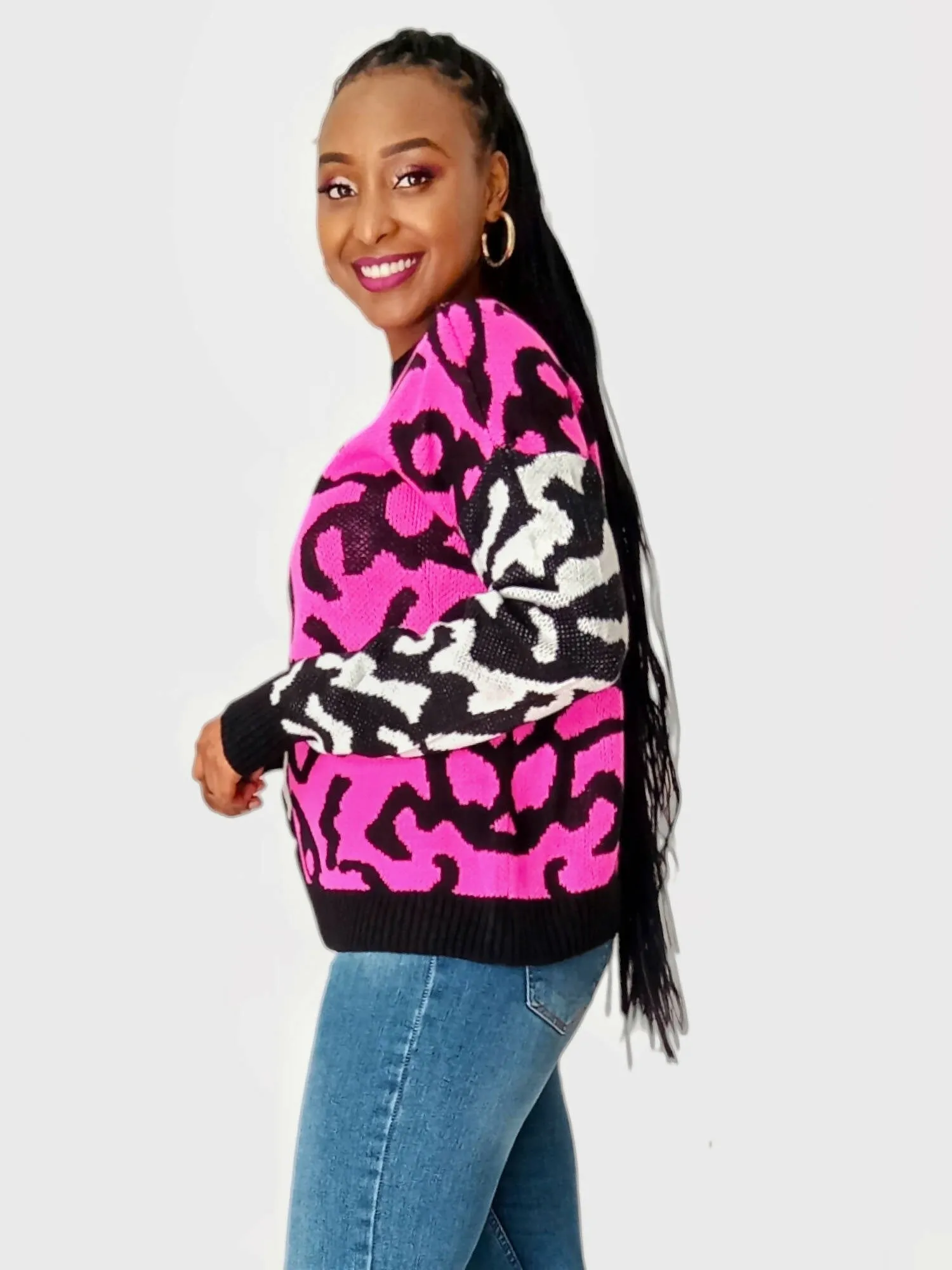 The Fashion Frenzy Colour Block Pullover- Pink