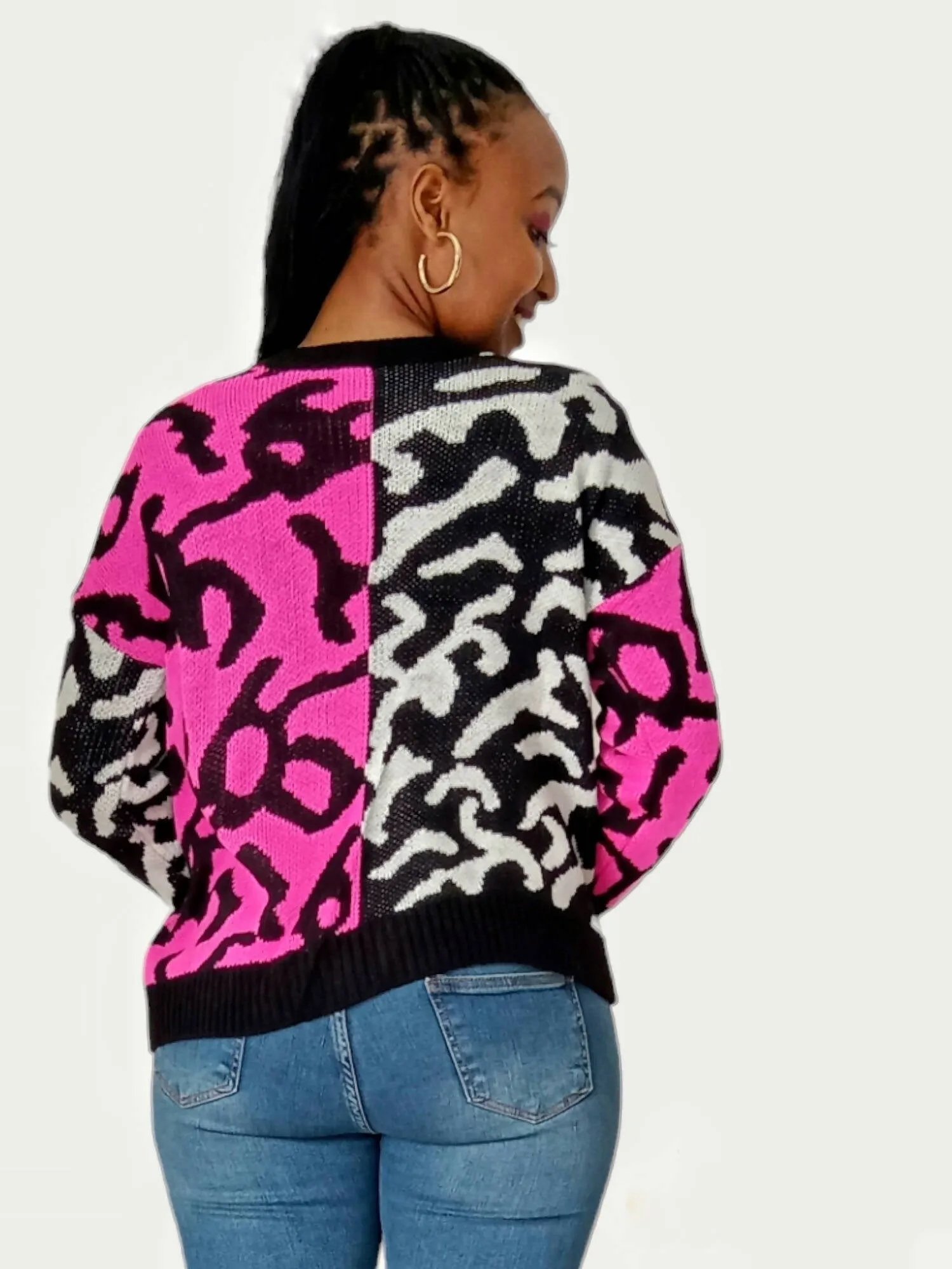 The Fashion Frenzy Colour Block Pullover- Pink