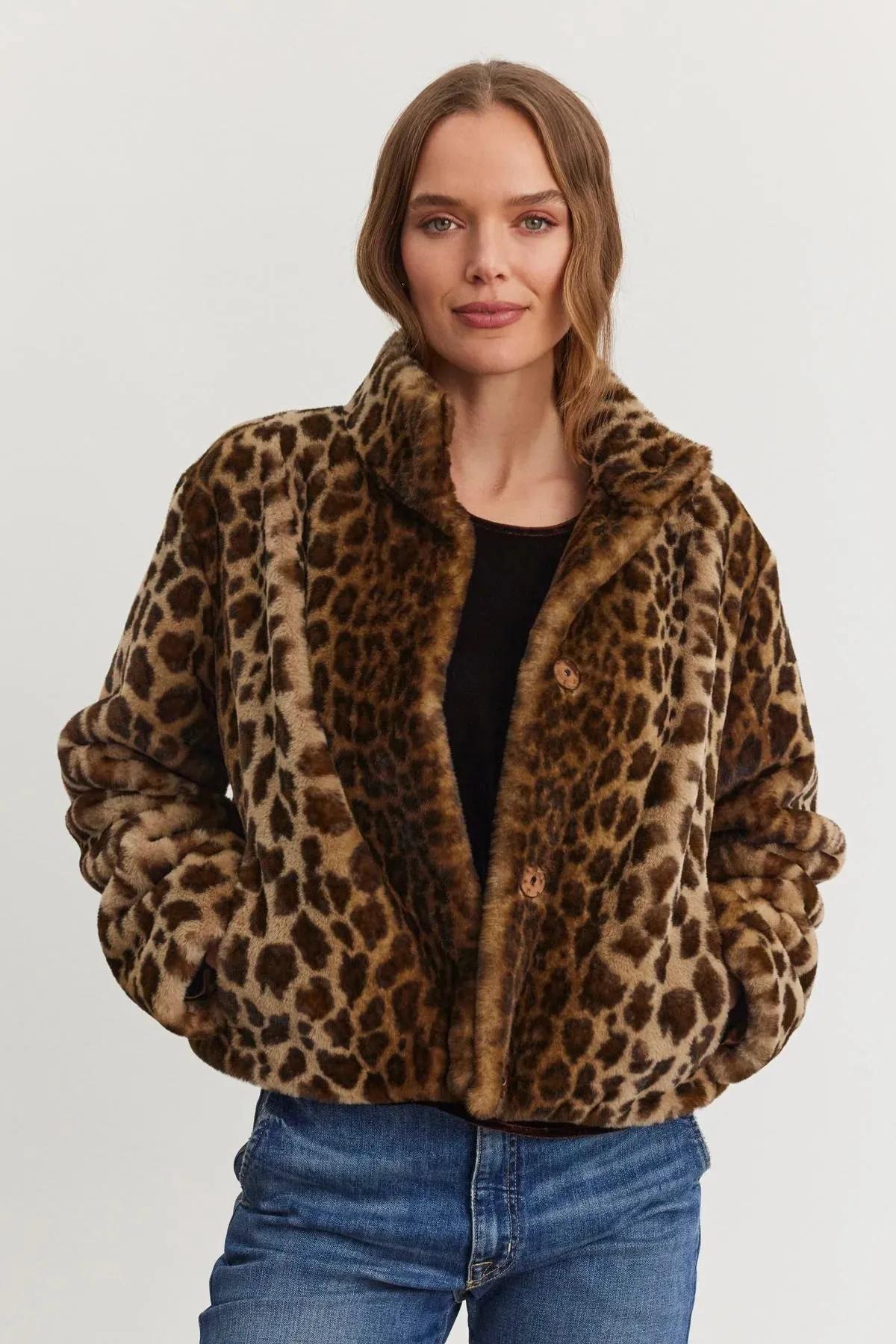 Velvet - Valli - Lux Fur Animal Print Jacket in Animal