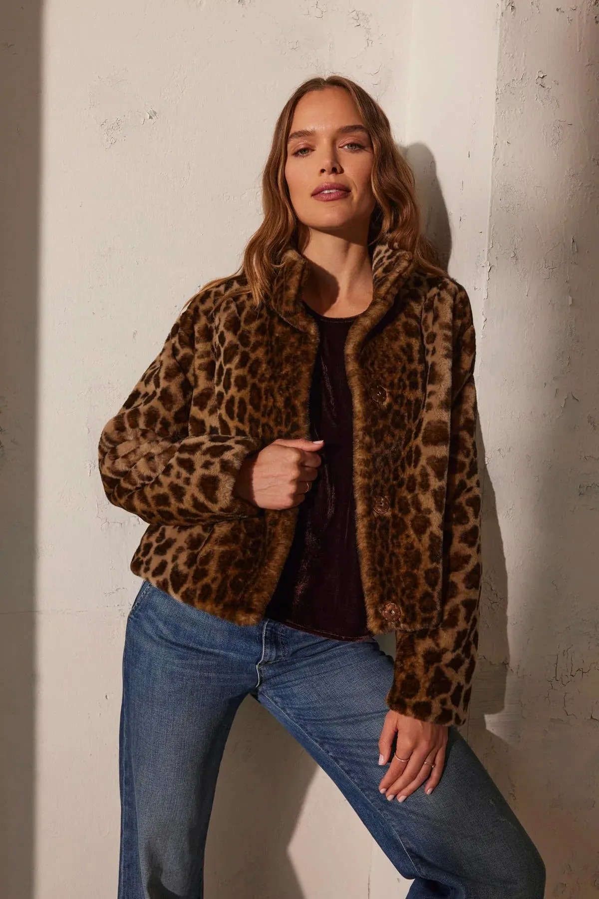 Velvet - Valli - Lux Fur Animal Print Jacket in Animal