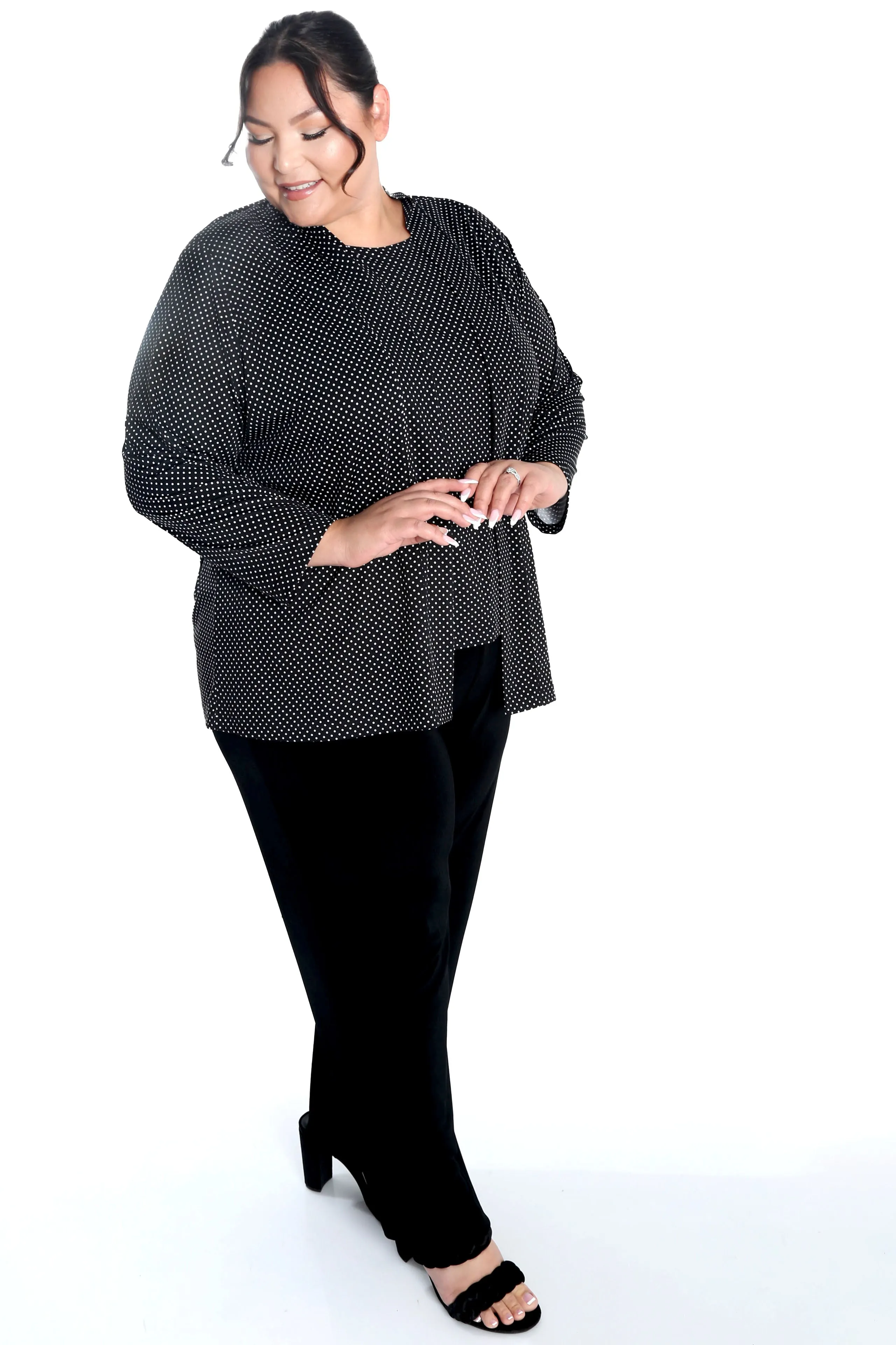Vikki Vi Jersey Black Mini Dot Kimono Jacket
