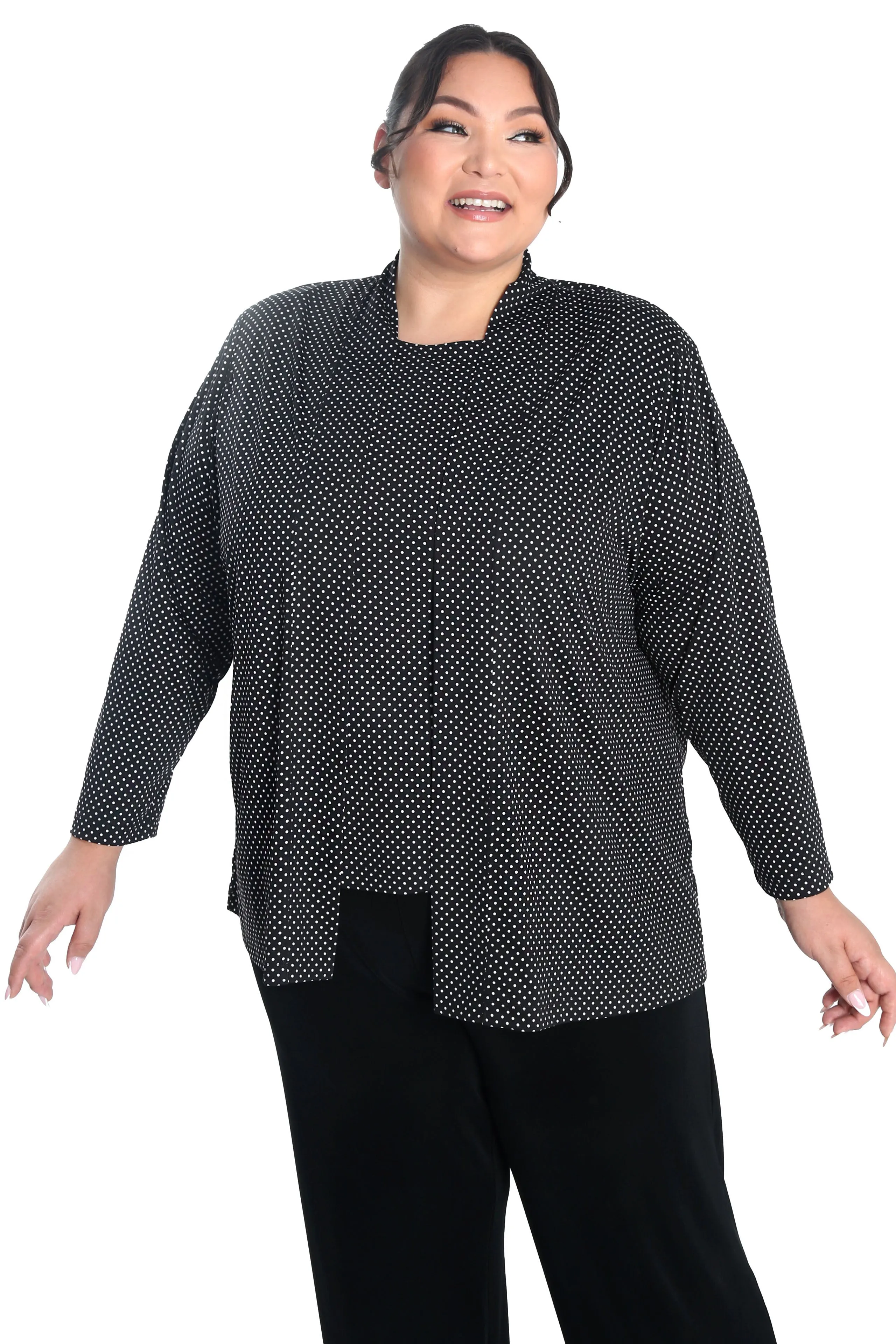 Vikki Vi Jersey Black Mini Dot Kimono Jacket