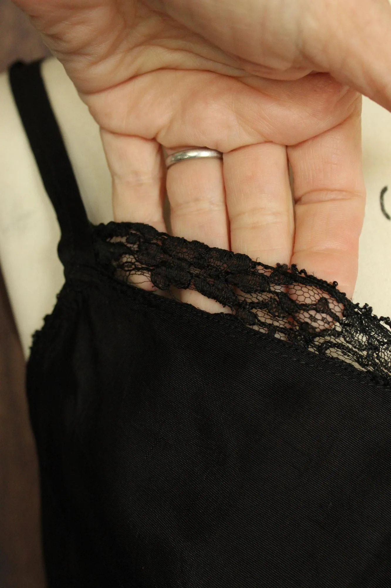 Vintage 1940s 1950s Volup Size Black Full Slip