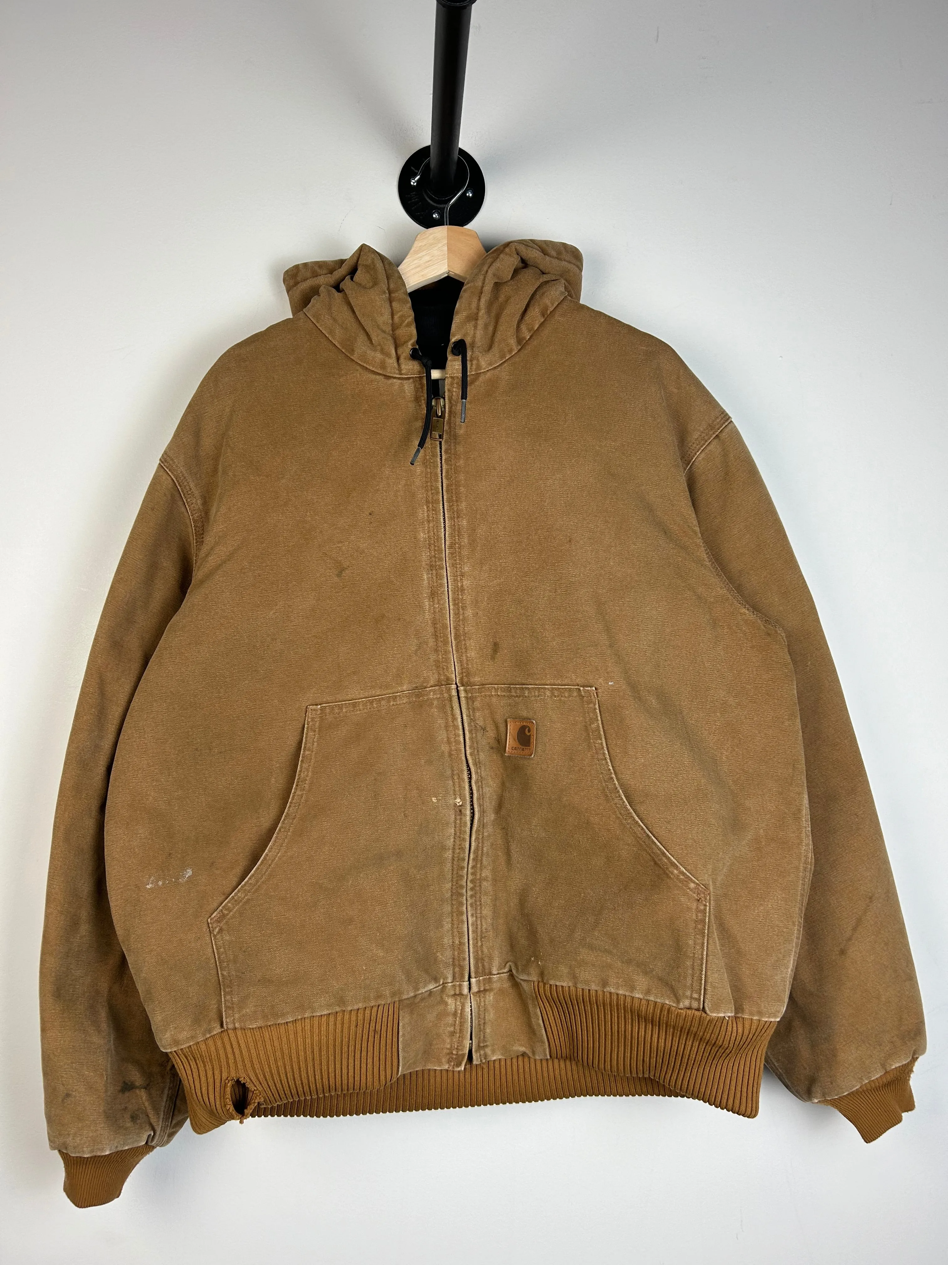 Vintage Carhartt Active Hooded Beige Jacket J130 211