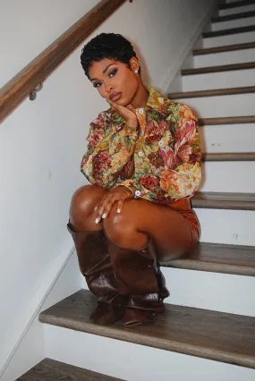 Vintage Floral Cropped Jacket
