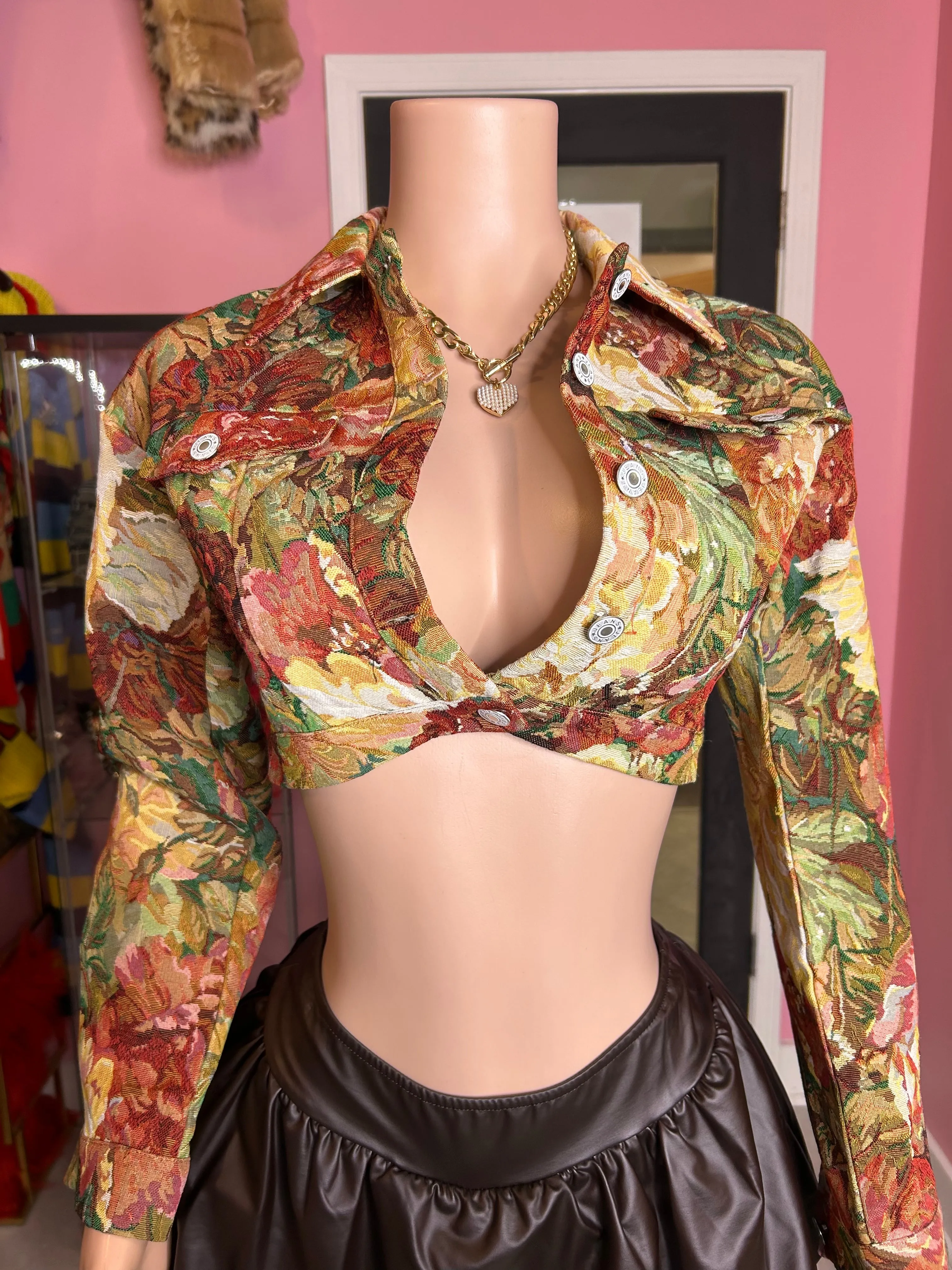 Vintage Floral Cropped Jacket