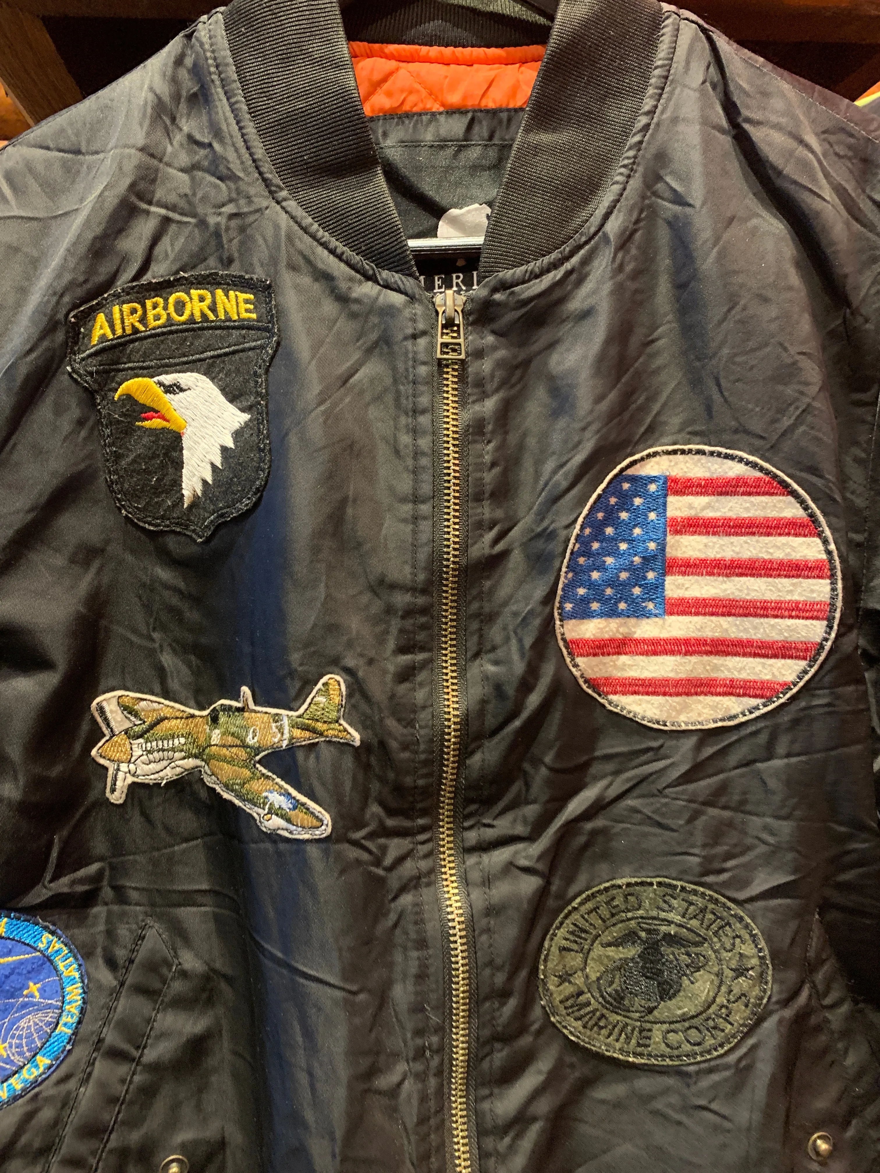 Vintage US Army Style Airborne Nylon Bomber, Small. FREE POSTAGE