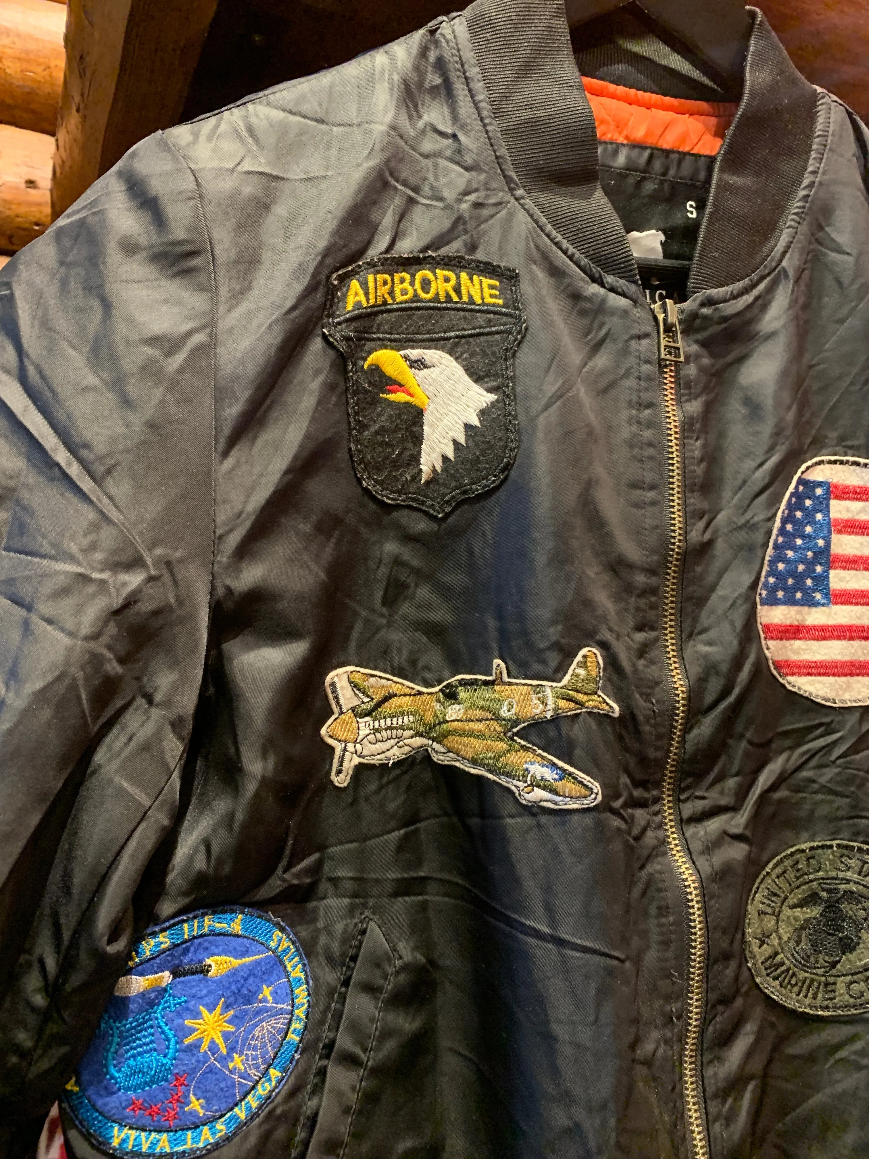 Vintage US Army Style Airborne Nylon Bomber, Small. FREE POSTAGE