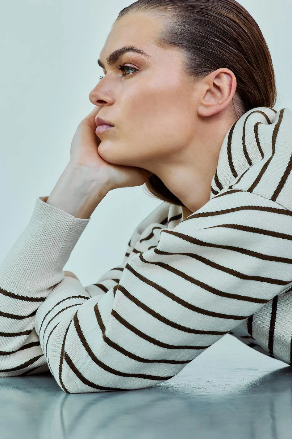 White Black Damen Striped Pullover - Barbara