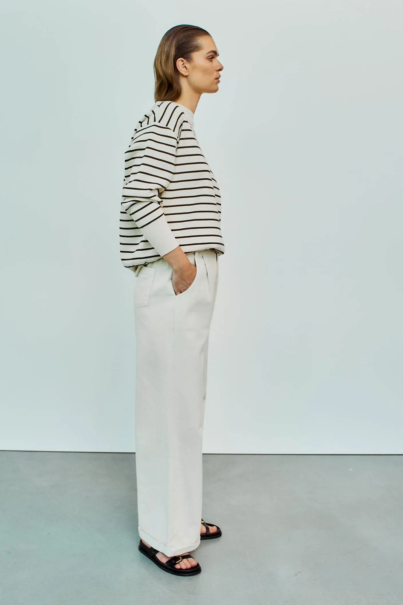 White Black Damen Striped Pullover - Barbara