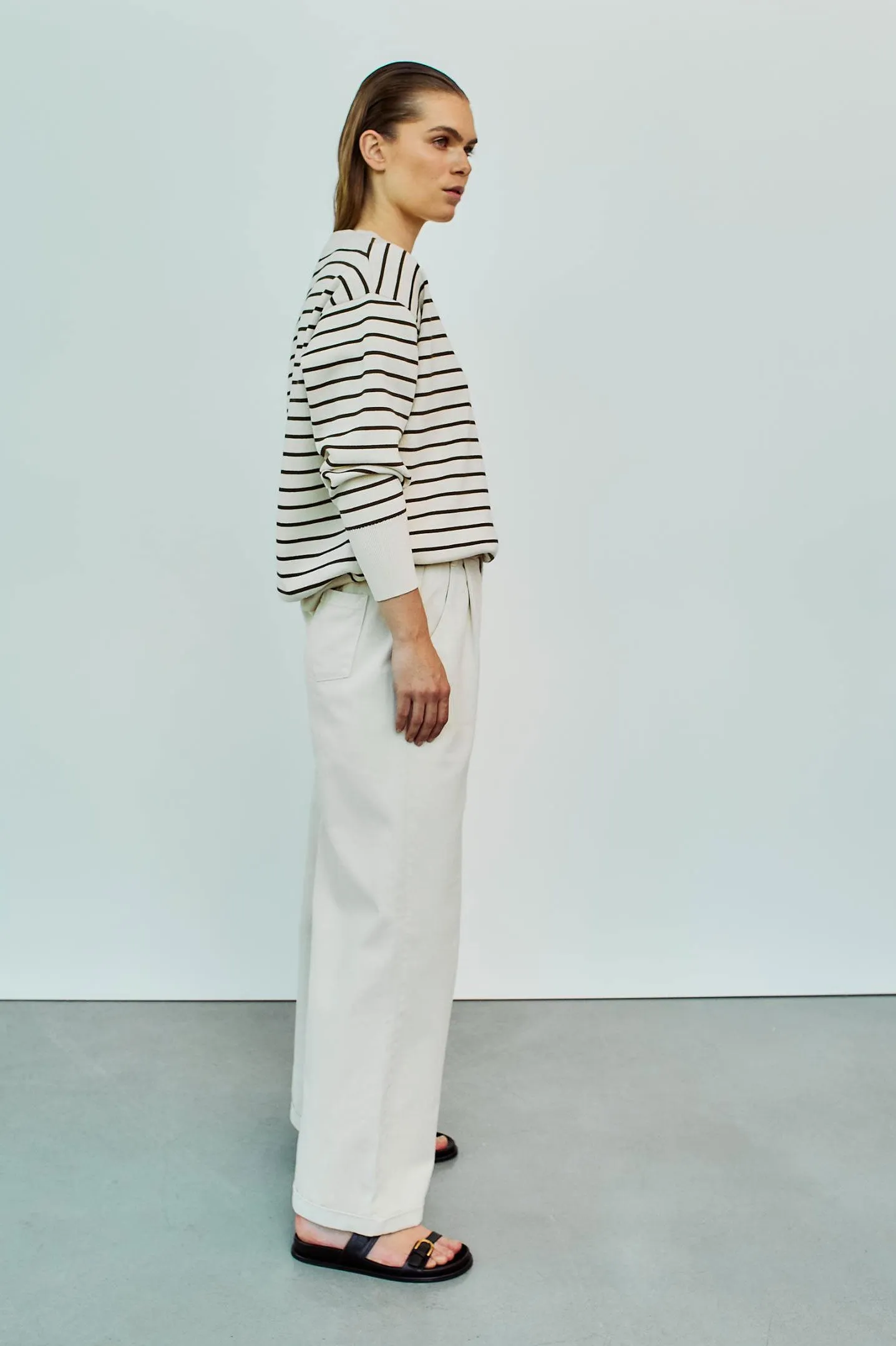 White Black Damen Striped Pullover - Barbara