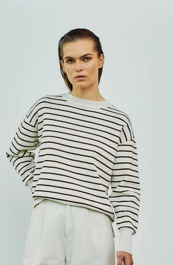 White Black Damen Striped Pullover - Barbara