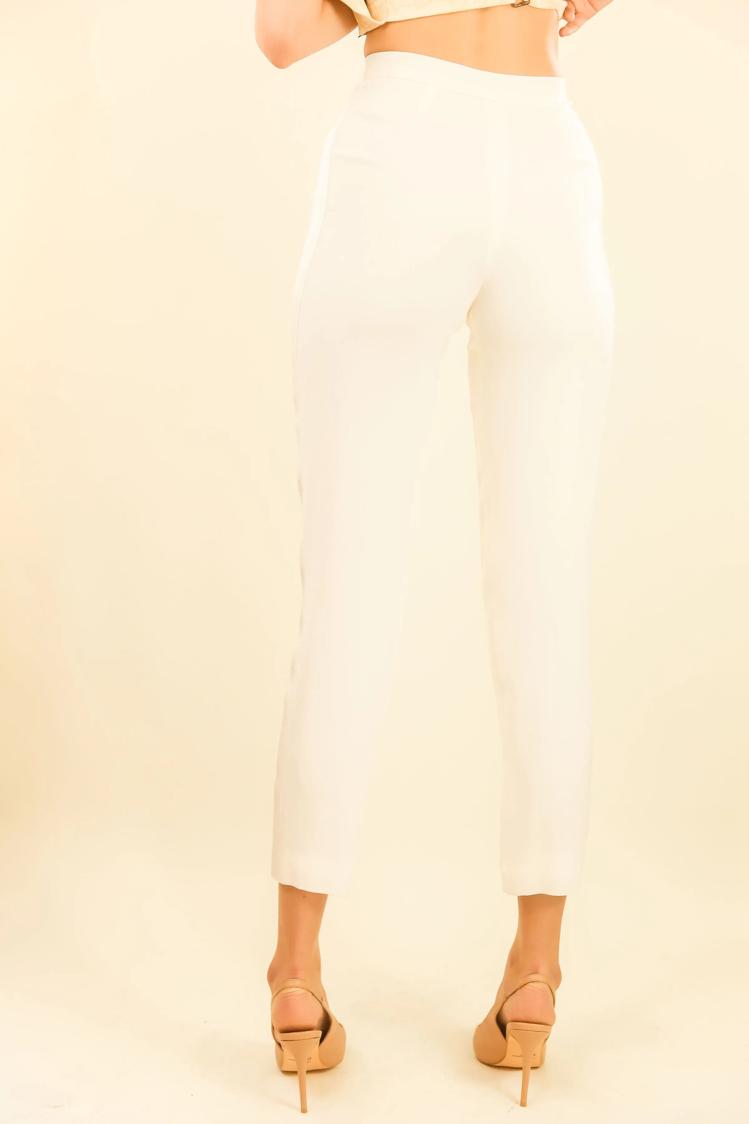 White Tuxedo Stripe Trousers
