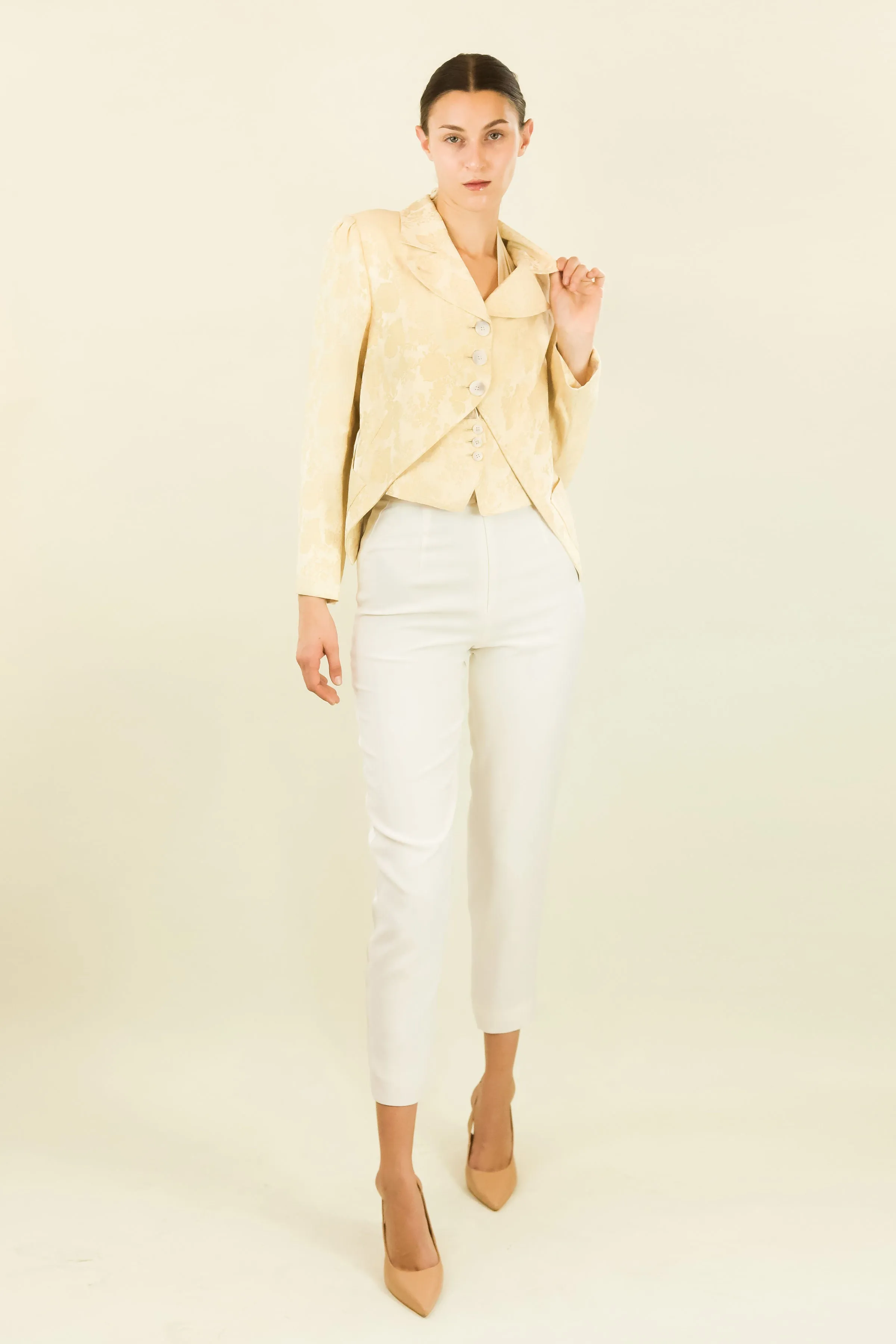 White Tuxedo Stripe Trousers
