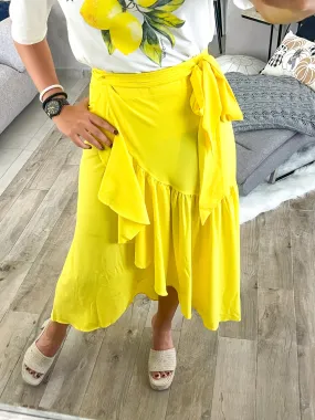 YELLOW WRAP AROUND SKIRT