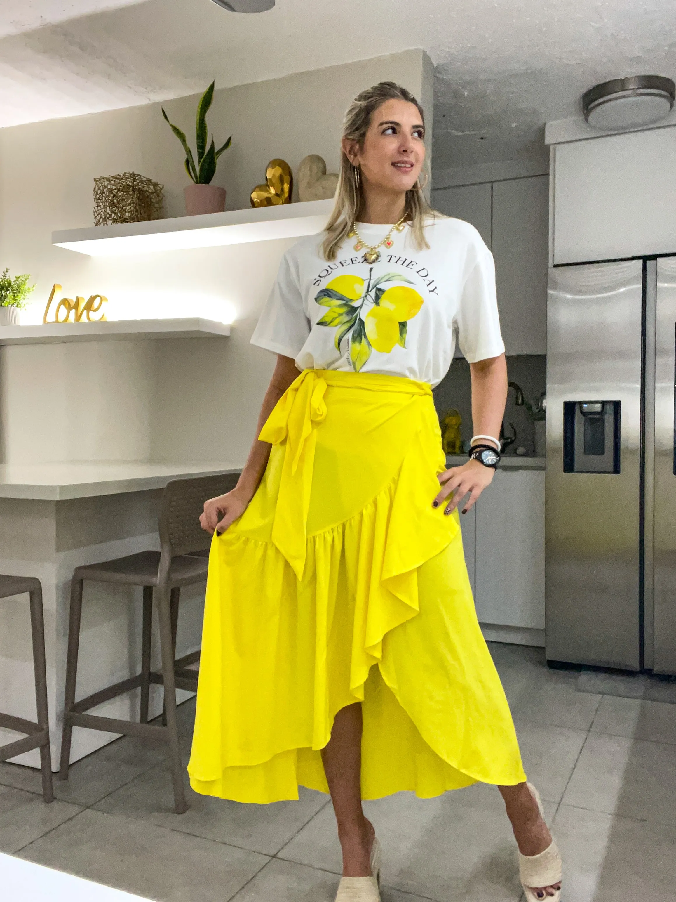YELLOW WRAP AROUND SKIRT