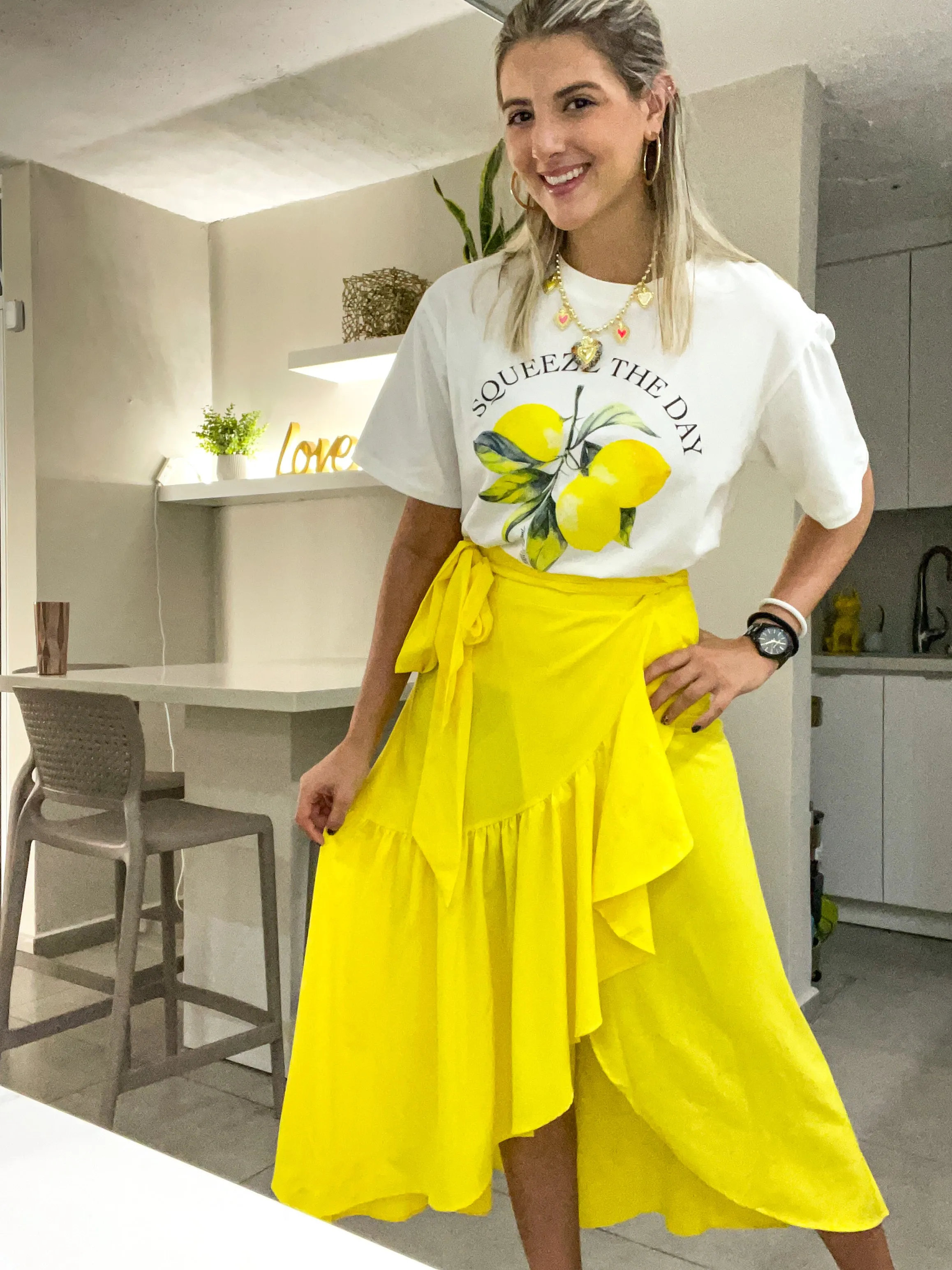YELLOW WRAP AROUND SKIRT