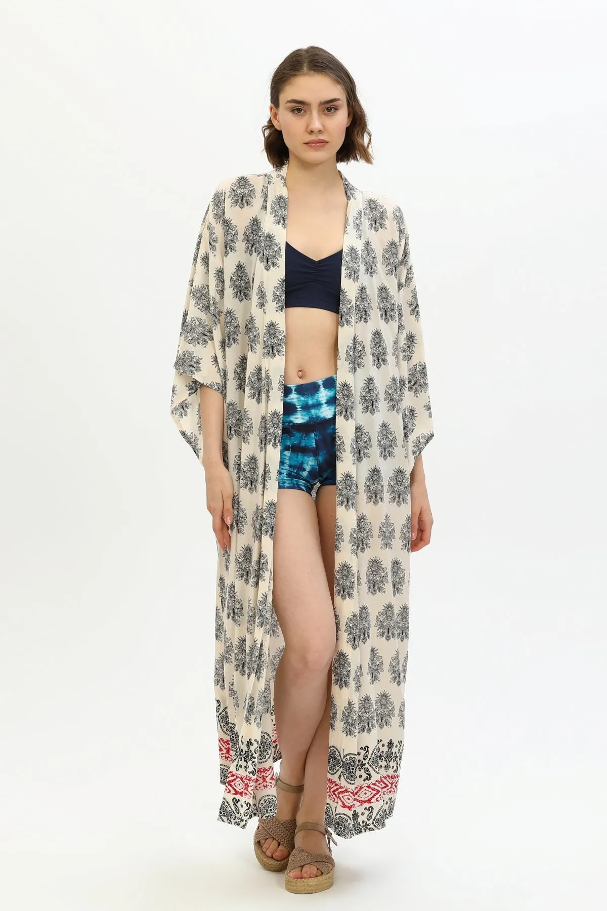 Zada - Kimono Long - Cream Paisley