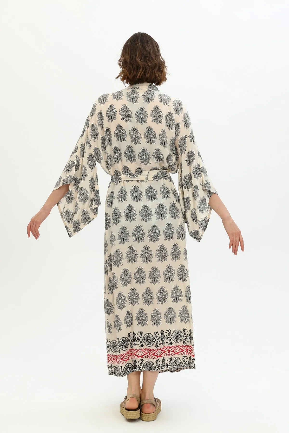 Zada - Kimono Long - Cream Paisley
