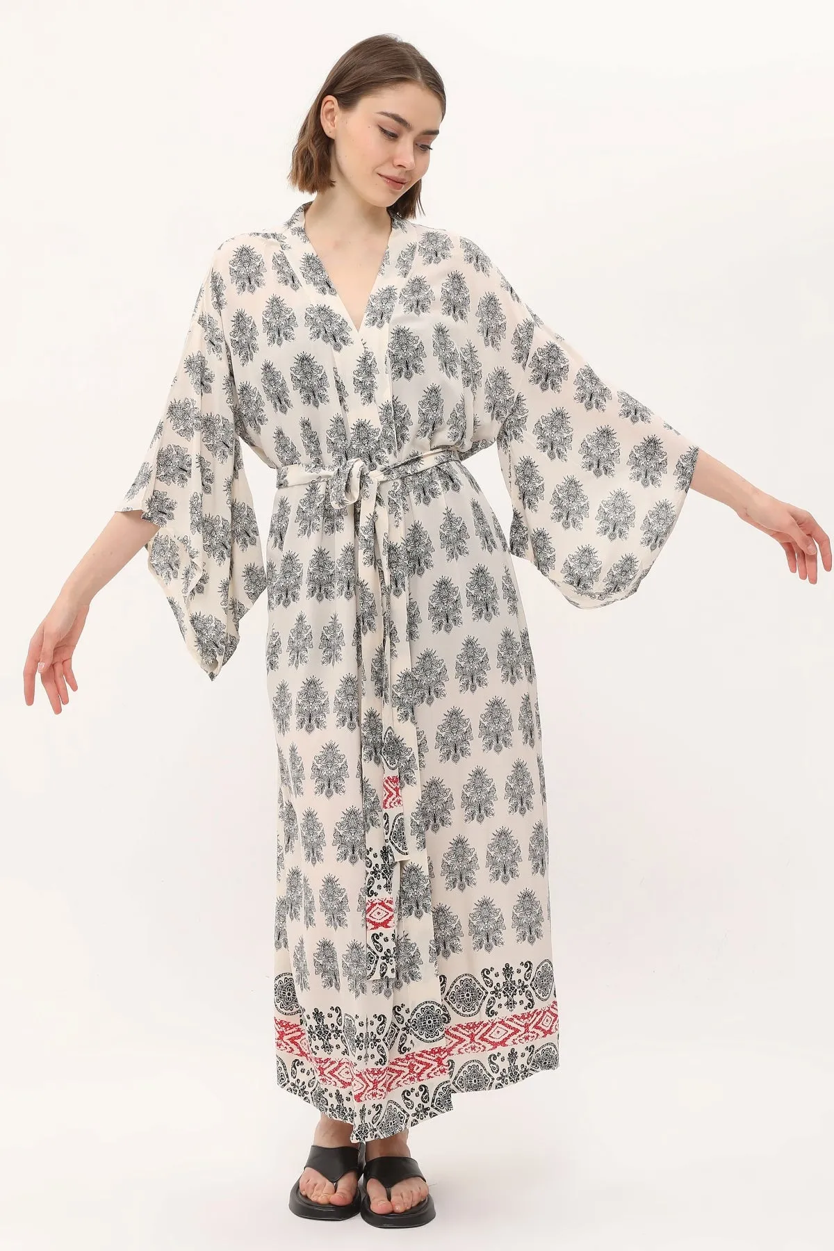 Zada - Kimono Long - Cream Paisley