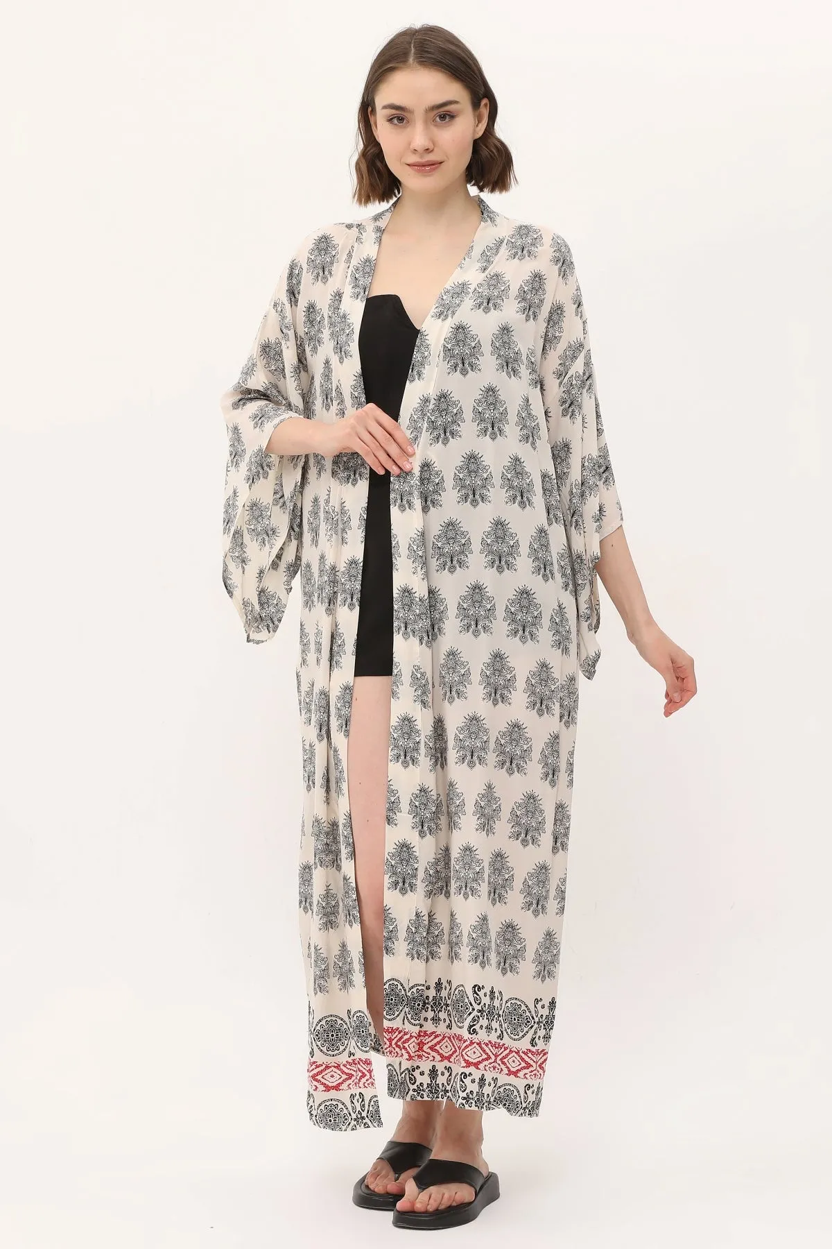 Zada - Kimono Long - Cream Paisley