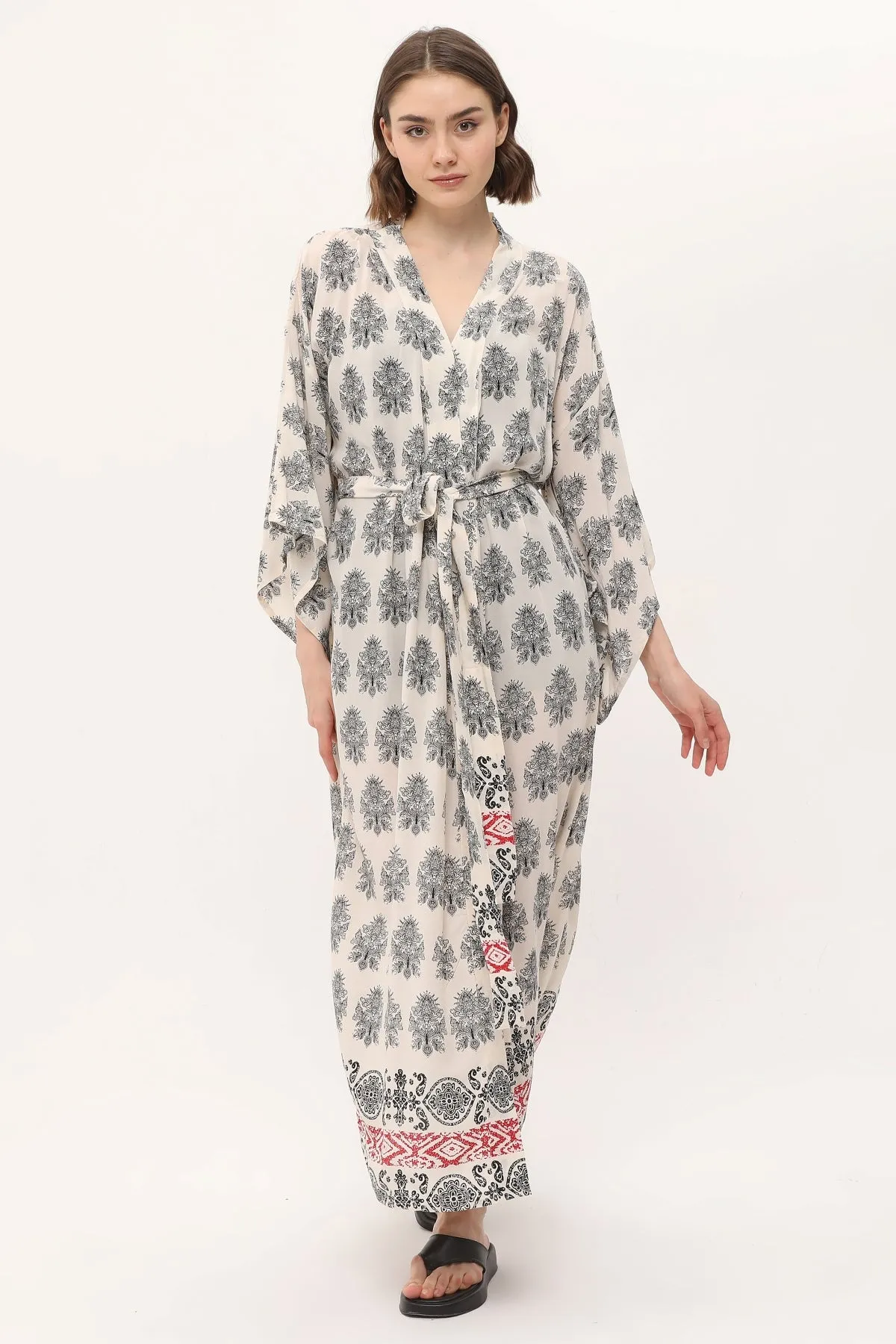 Zada - Kimono Long - Cream Paisley