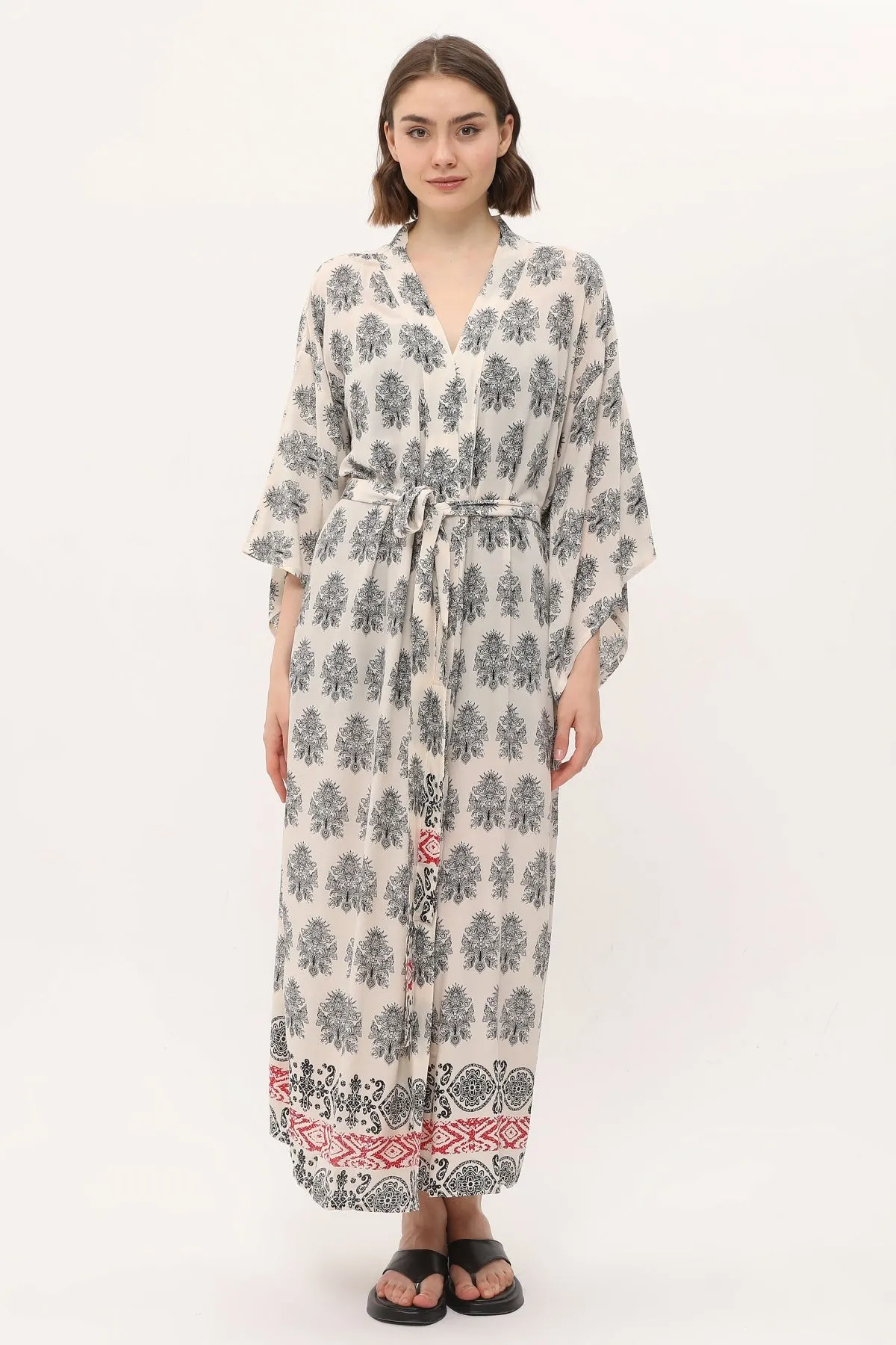 Zada - Kimono Long - Cream Paisley