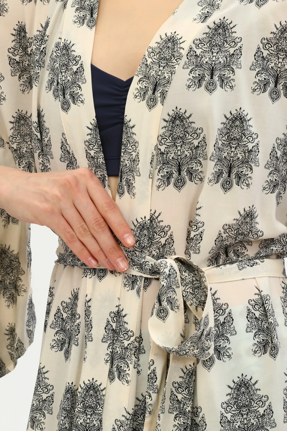 Zada - Kimono Long - Cream Paisley