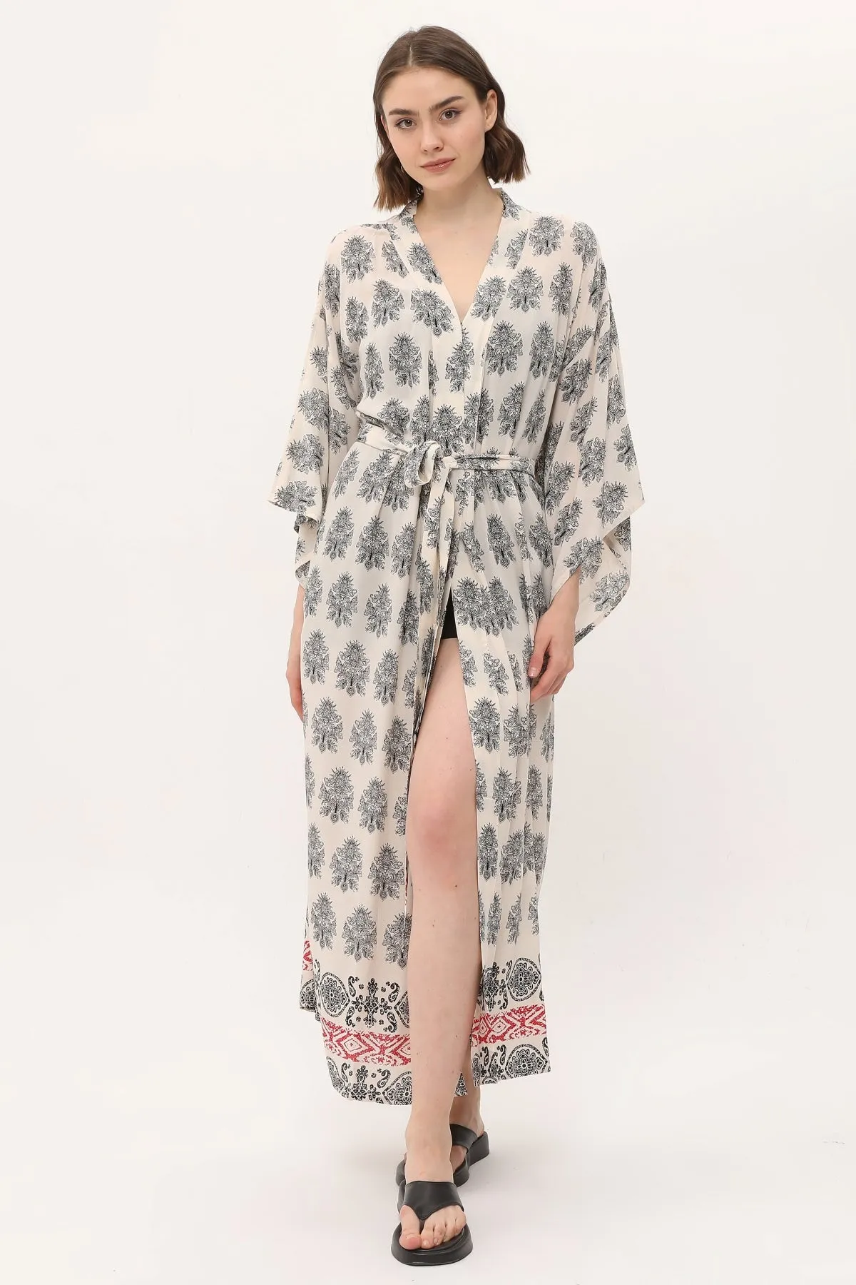 Zada - Kimono Long - Cream Paisley