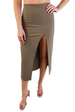 Zara green pencil skirt w/ high slit (M)
